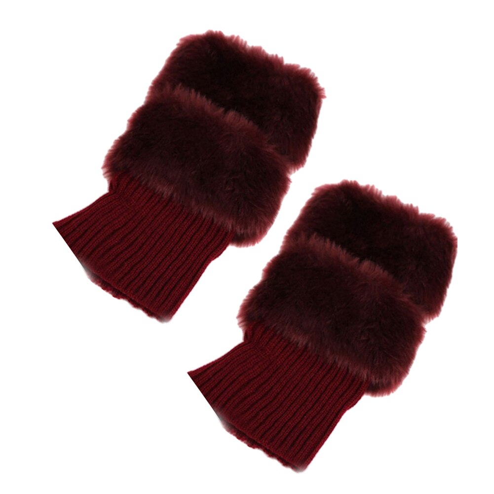 Europeus e Americanos moda Meias Mulheres Inverno Quente Faux Fur Crochet Malha Polainas Bota Socks Toppers Punhos Novo