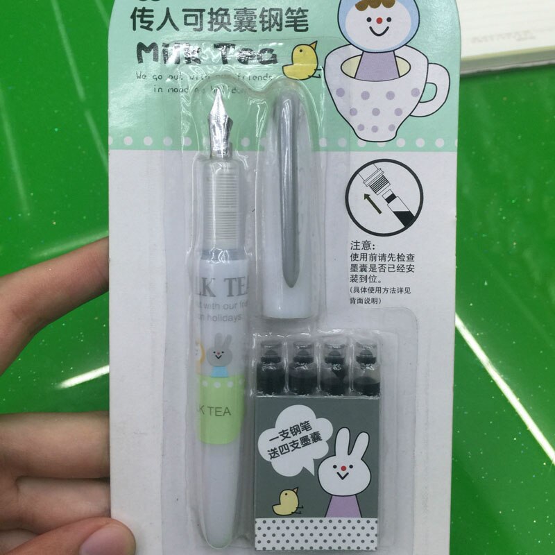 Cute Kawaii 5pcs ink fountain pen set 0.38mm Erasable fontaine Pens Student office stationery Supplies calligraphy ink pen