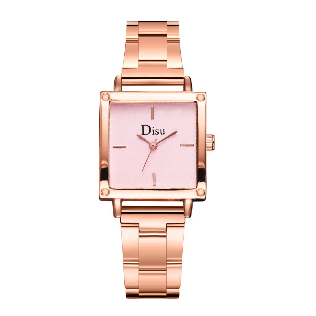 DISU Watch for Women Alloy Steel Strip Women Bracelet Watch Exquisite Square Dial Clock Quartz WristWatch Reloj: D