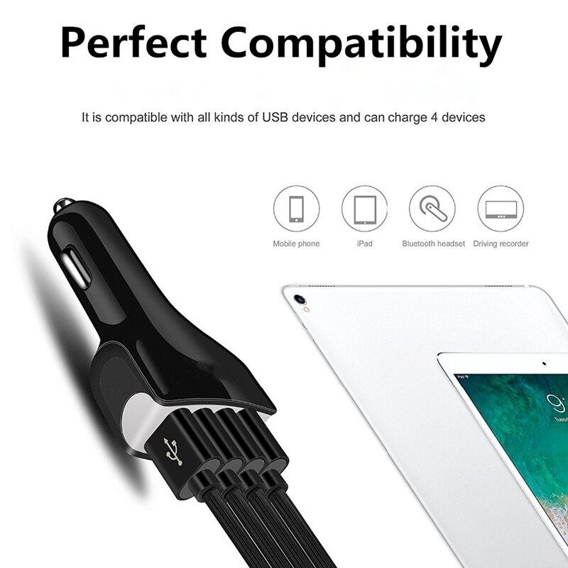 4 Usb Snellader 3.0 Auto Usb Lader Adapter 7A QC3.0 Usb Car Charger Mobiele Telefoon Oplader Voor Ios Android