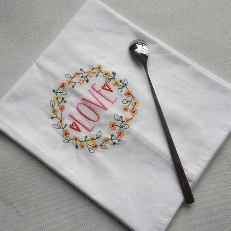 Paño de cena bordado, servilleta de algodón de estilo de mesa con bordado de flores, vajilla de cocina, toalla de té para de boda Bi