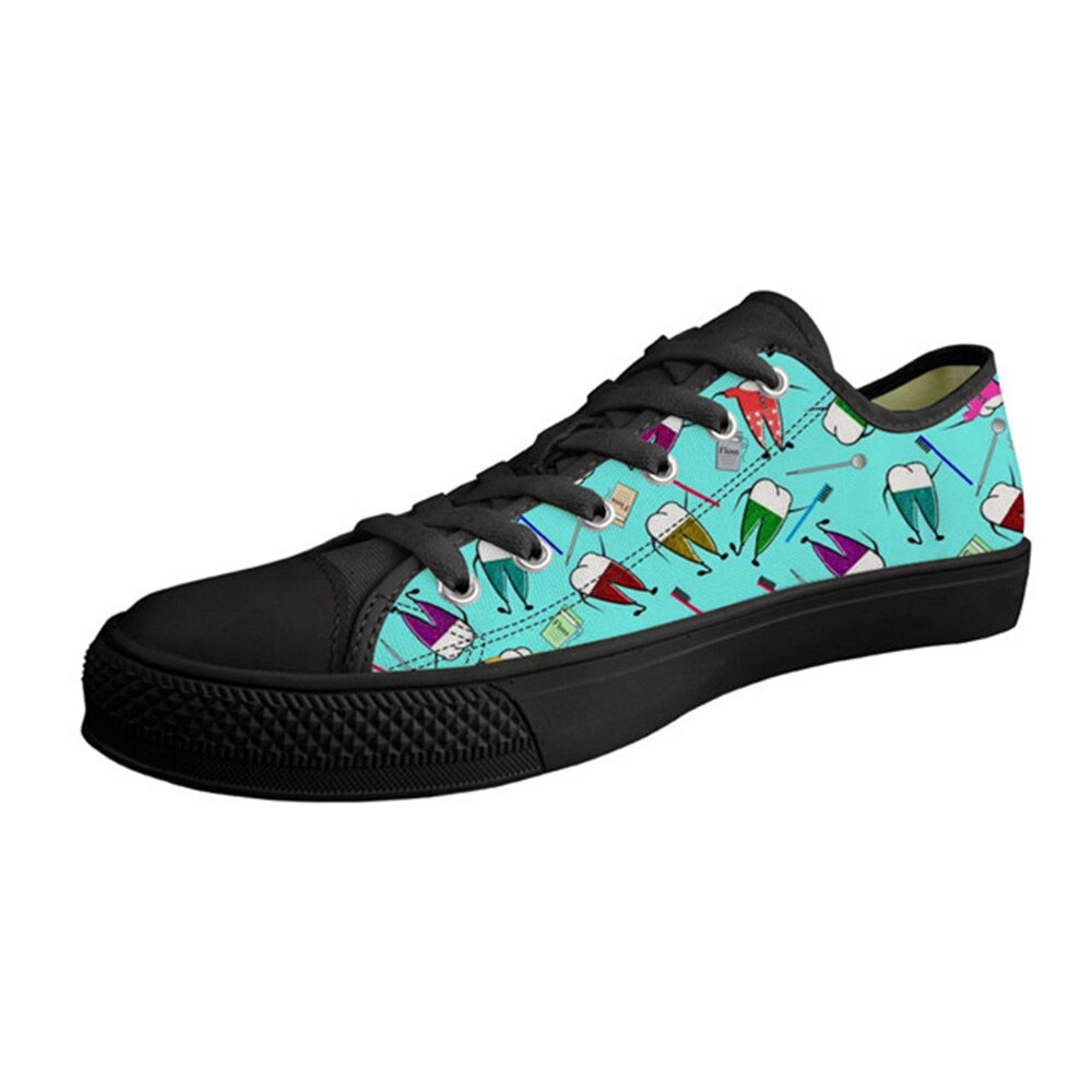 Chaussures personnalisées + chaussures plates hommes toile baskets dessin animé dentiste impression bas haut vulcanisé hommes chaussures espadrilles décontractées pour homme: HM392Z37