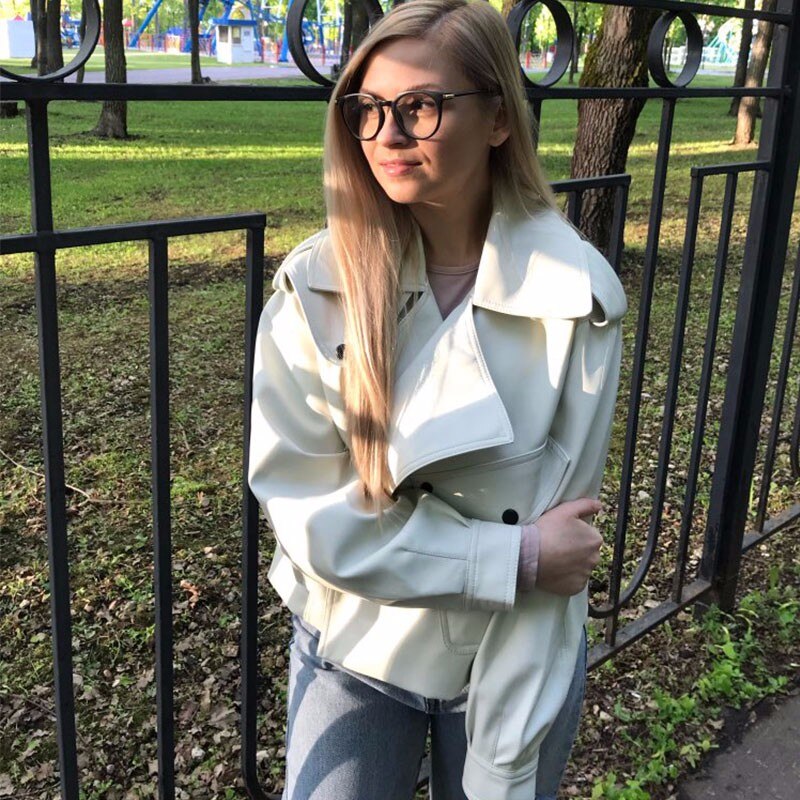 Fitaylor kvinder imiteret læder jakke motorcykel biker frakke gotisk læder jakke causual punk street outwear sort rød beige frakker