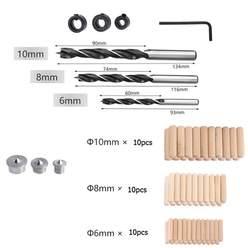 GTBL zestaw robić wiercenia otworów kieszeniowych robić obróbki drewna zestaw 6 8 10Mm wiertło naprowadzające metalowy rękaw wiercenie w drewnie frez robić drewna narzędzia ręczne 4