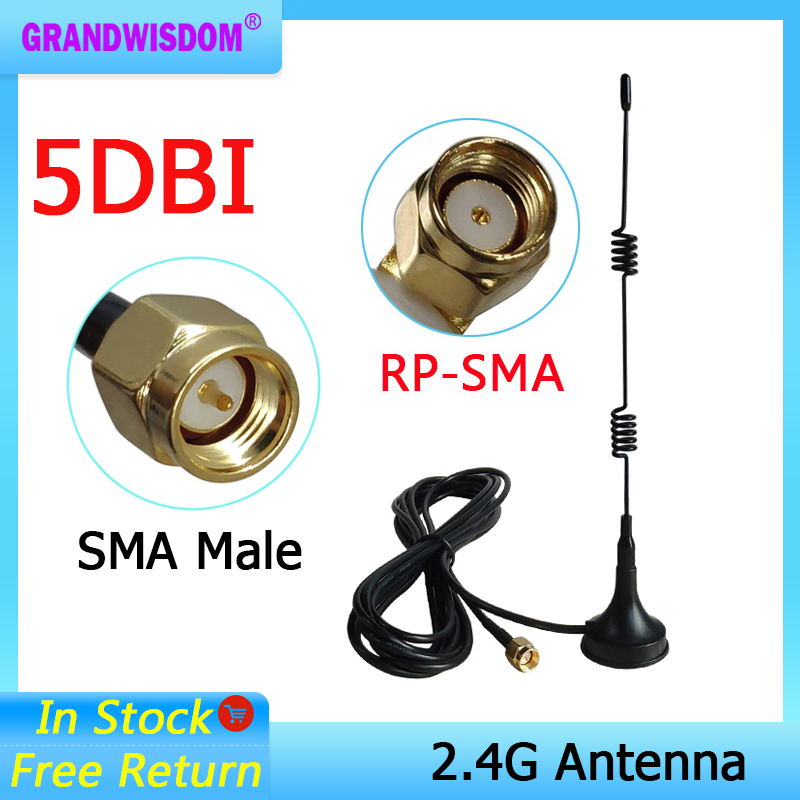 2.4Ghz Wifi Antenna SMA Male FEMALE RP-SMA 5dbi 2.4G IOT antena magnetic base Sucker antenne 3 meters extension cable wi-fi