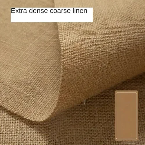 Jutestoff i metervare til teunderlag, møbeltrekk, duk, søm, mykt, tykt tekstil, slitesterkt, pustende, stripemønster: Brun