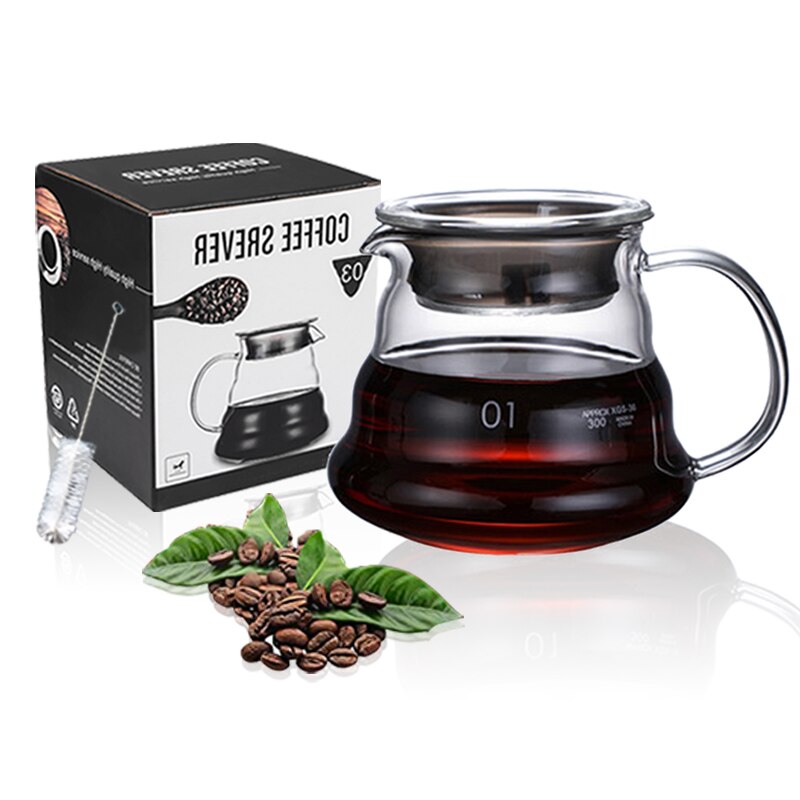 V60 300CC Kaffee Server mit pinsel, Glas Palette Kaffee Karaffe, borosilikatglas Karaffe für Gießen Über Kaffee Maker Microwa