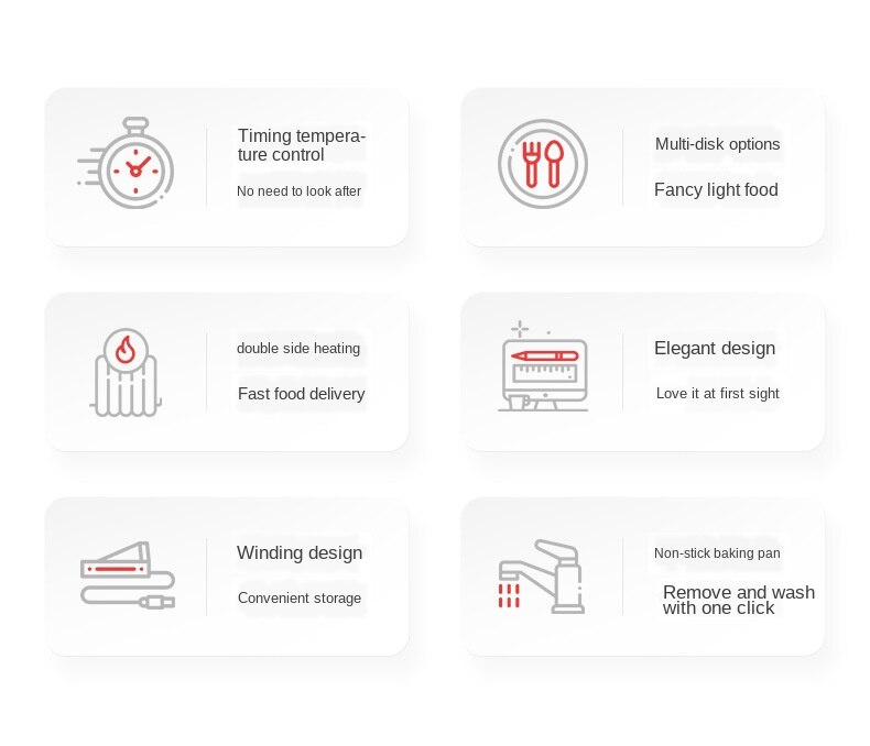 Appareil de cuisson multifonction, 220V, appareil de cuisson pour sandwichs et pain, gaufrier et douin, grille-pain rouge