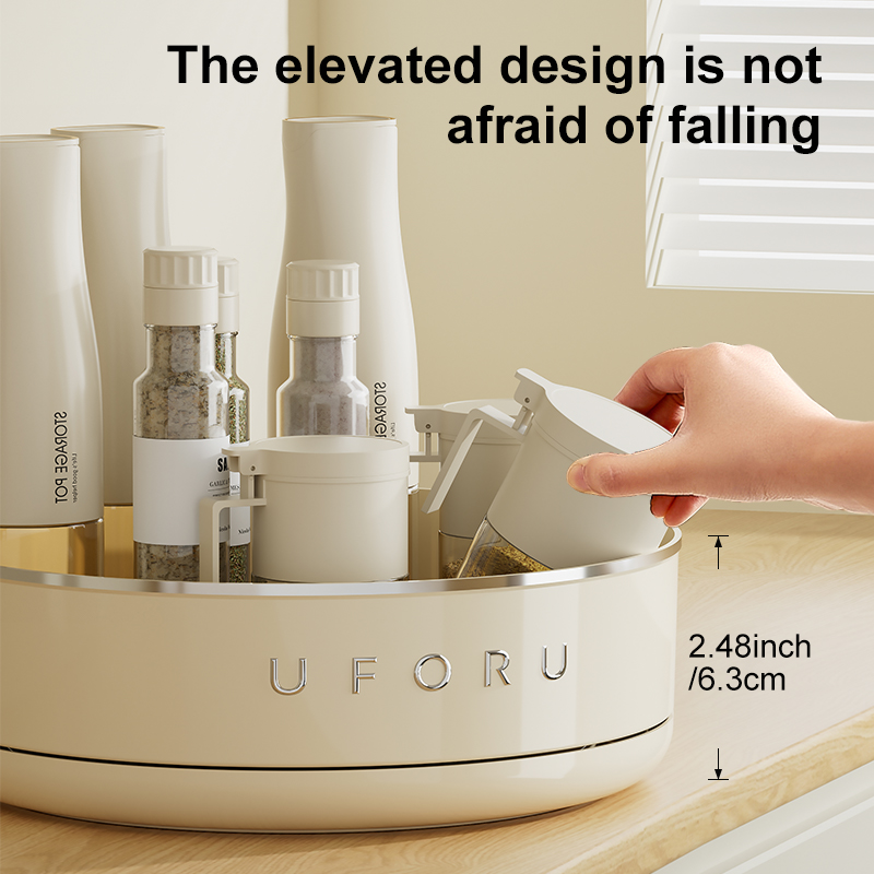 UFORU Multifunctional Adjustable Kitchen Rack, Large Capacity Condiment organizer boxPlastic Material Tabletop Fruit Platter