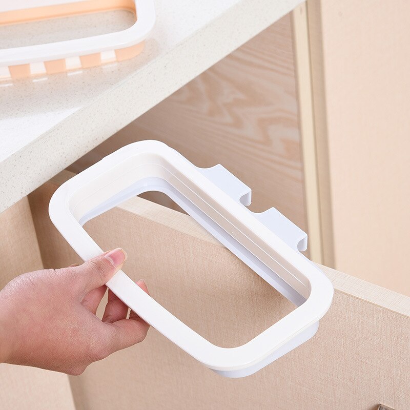 1Pc Kitchen Gadgets Cabinet Door Garbage Bag Shelf Kitchen Tools Rack Hanging Storage Trash Rack Kitchen Accessories Goods B