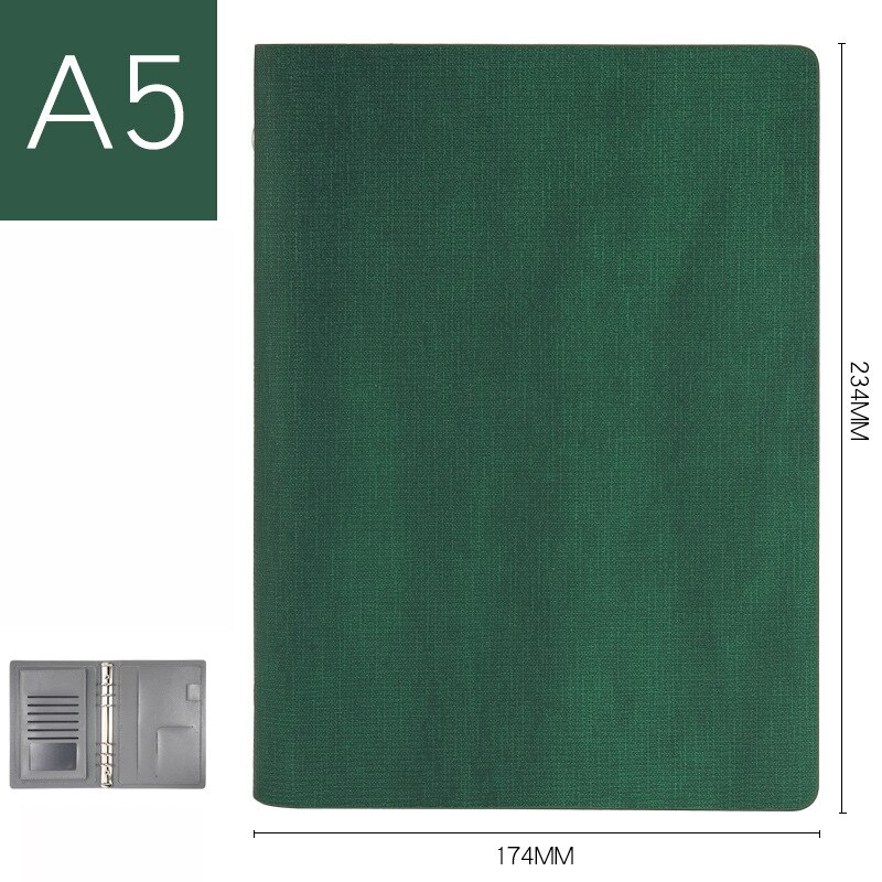 Classeur en cuir A5 Padfolio, classeur porte-carte d'affaires, organiseur de bureau, école, classeur à 6 anneaux, tampons d'écriture de gestionnaire: WHITE