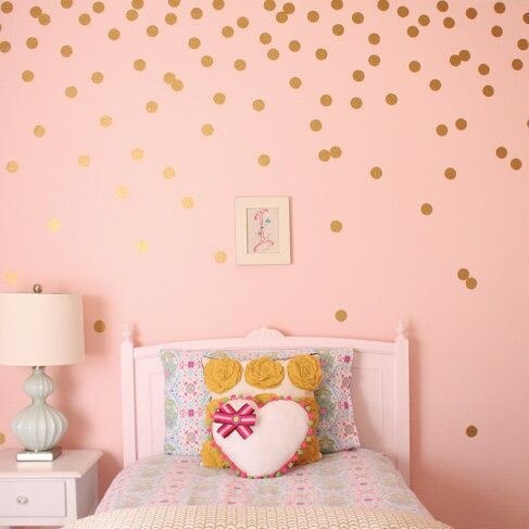 Gold Polka Dots Wall Decals (1.97inch - 50Decals) Removable Peel And Stick Metallic Vinyl deco Stickers