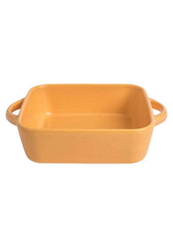 Ceramic Color Glaze Binaural Baking Dish Simple Pasta Baked Rice Dish Square Salad Deep Dish Oven Baking Utensils