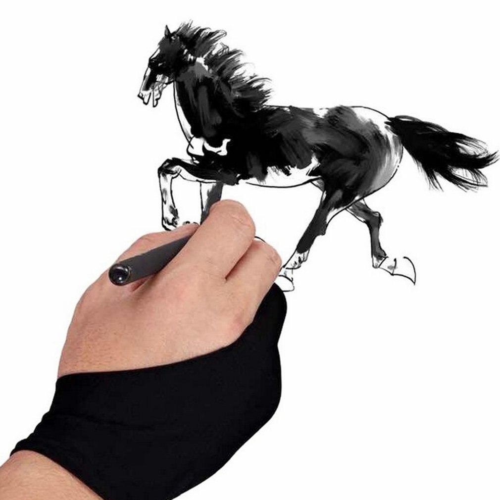 2 dita anti-incrostazione Guanto per Mano Destra E Sinistra Artista Disegno A Prova di Sudore per Qualsiasi Grafica Disegno tavoletta: M.