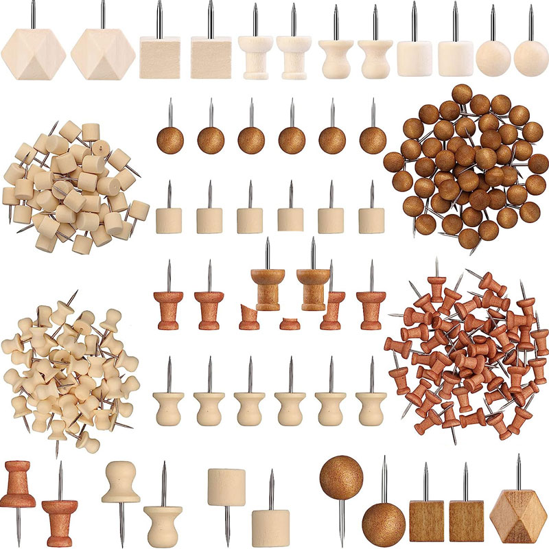 Chinchetas de madera para decoración, tachuelas de cabeza de madera, tachuelas de mapa de madera, Pin de marcado para tableros de corcho, proyectos de manualidades DIY, 20-50 Uds.