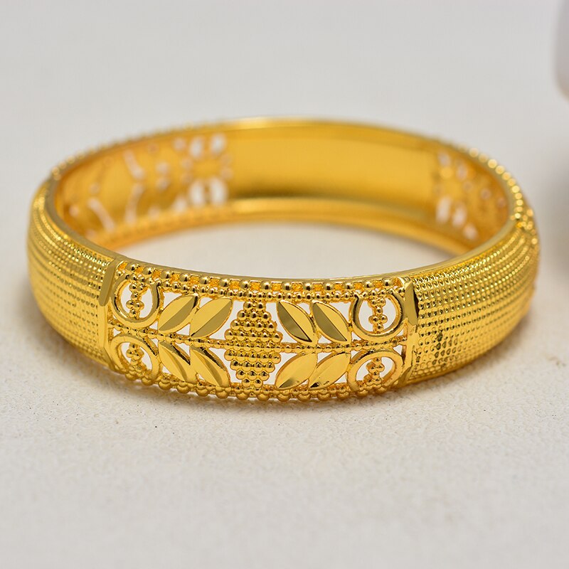 Luxury Gold Color Jewelry Bangles for Women Ethiopian Bracelets Middle East African Party wedding