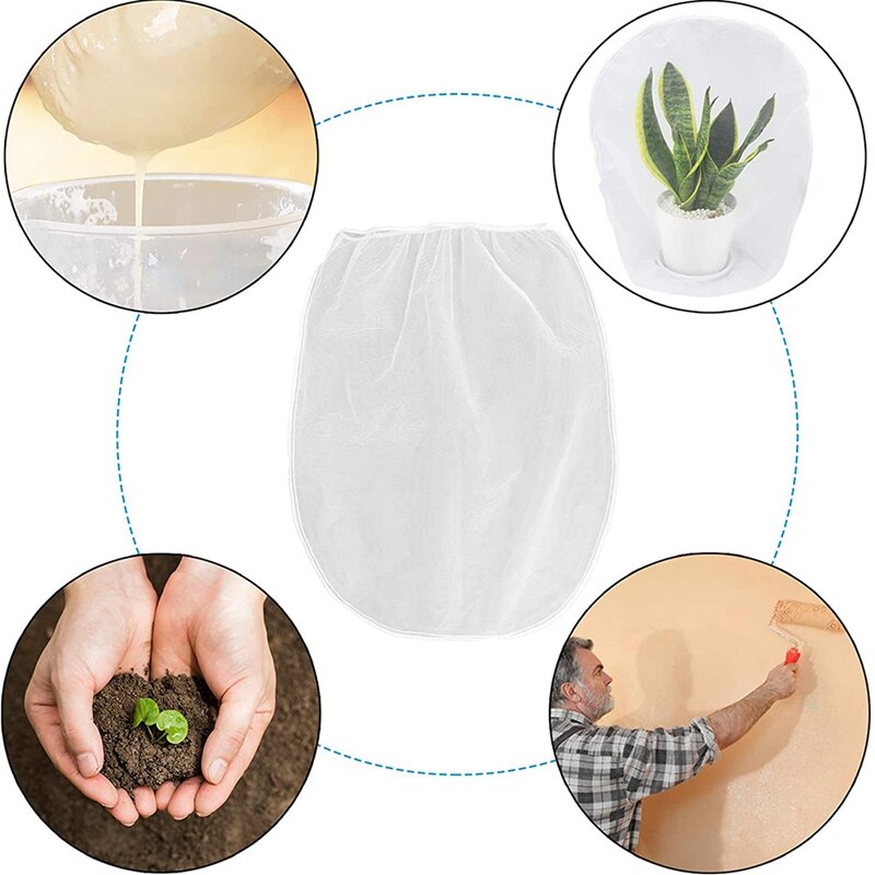 12Pcs Paint Strainer Bags Elastic Top Paint Strainer Bags Mesh Filter Bag Nylon Mesh Filters Bag For Paint Gardening