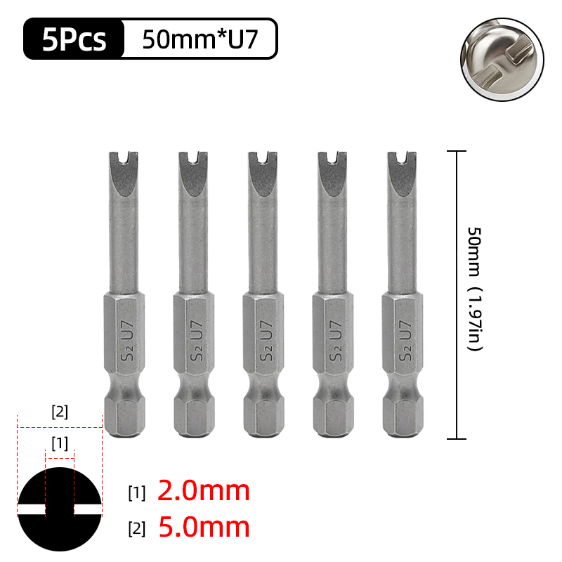 Magnetisk u-formad skruvmejselbitssats 1/4 " insex  s2 stål 50mm u4 u5 u6 u7 u8 u- typ skruvmejselbits spärrnyckel handverktyg: Orange