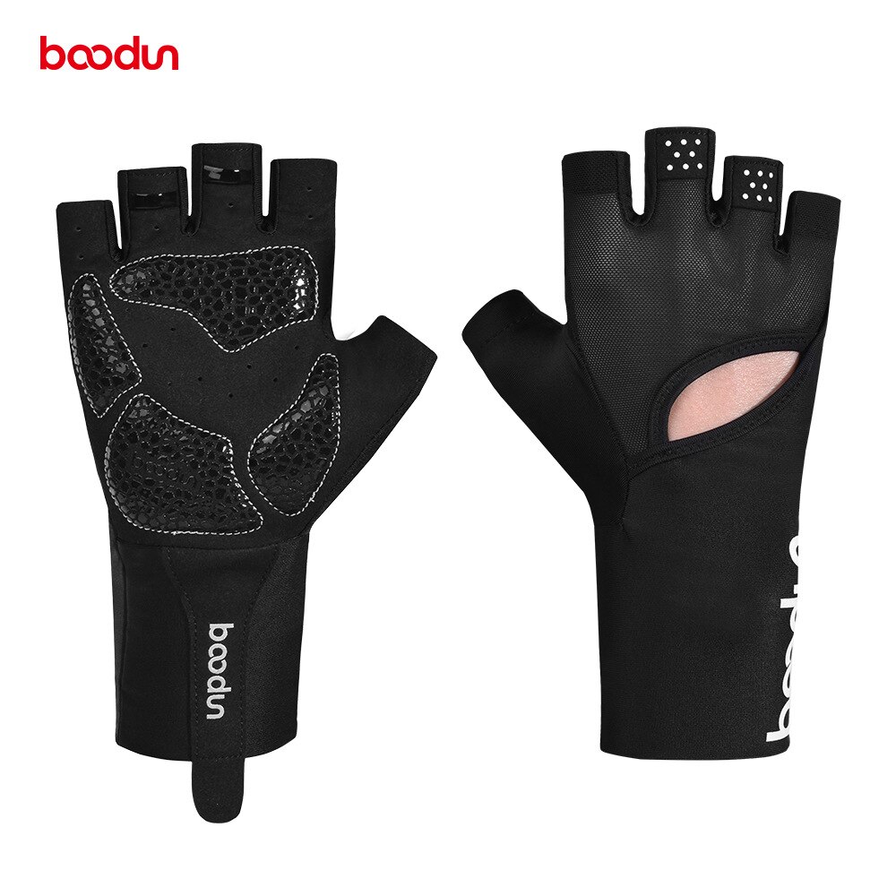 Menn kvinner treningsstudio hansker halvfinger pustende elastisk støtsikker sport Fitness hansker vektløfting trening treningshansker: Hvit logo / L xl