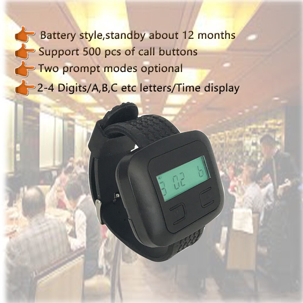 Wireless Paging System Wrist Watch Receiver Black And Emergency SOS Call Button White For Hospital Clinic Nurse House