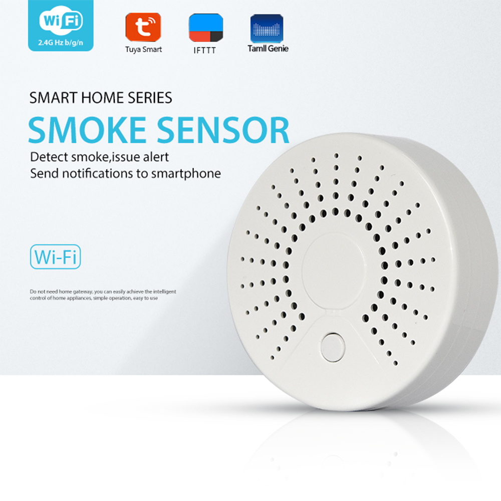 Wifi Smoke Detector Alarm Sensor Wireless Security Alarm System APP Remote Control Alerts IoT Device Tuya Smart Home: Default Title