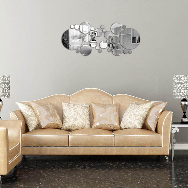 Silver DIY Acrylic Mirror Wall Stickers Love Hearts For Living Room Bedroom Home Decals DIY Acrylic Decoration Wall Stickers