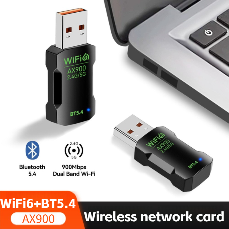 WiFi6 AX900 Bluetooth 5.4 USB-Adapter, kabellos, Dualband, 2,4 G und 5 GHz, Netzwerkkarte, WLAN-Empfänger für PC/Laptop, Win10/11, treiberfrei