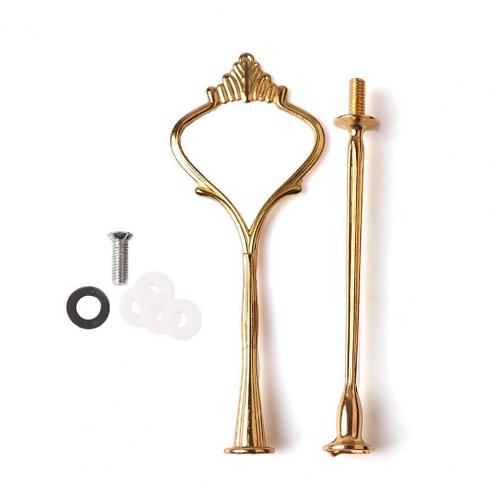 2/3 Tier Cake Stand Pillar Handle Portable Gold Zinc Alloy Mental Plate Cake Candy Dessert Fruits Cookie Wedding Party Accessory: Silver 3 Tier