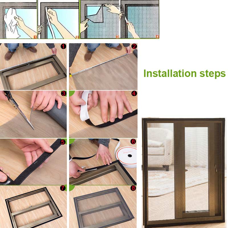 Screen Window Mesh With Hook Tape Insect Fly Mosqu... – Grandado