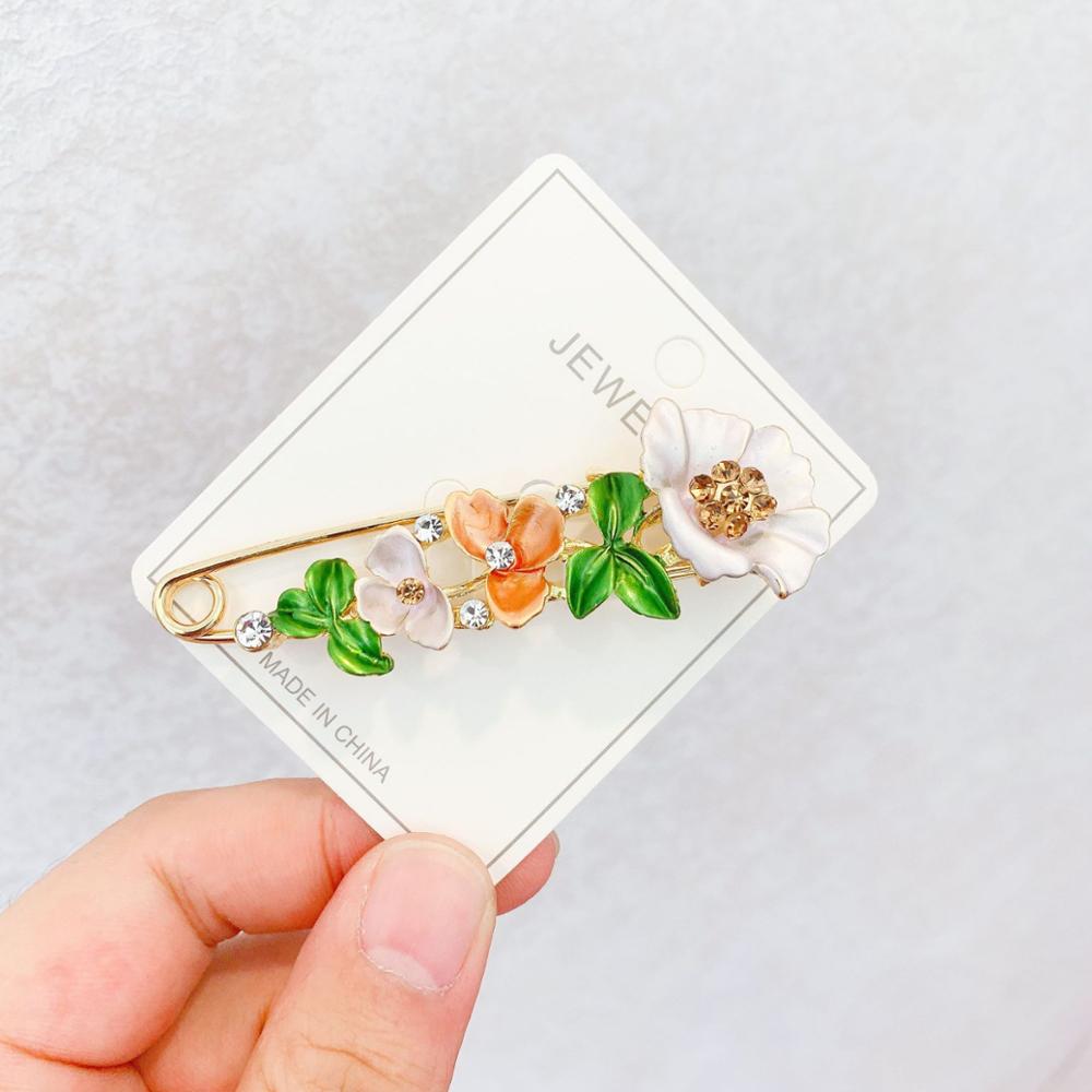 Sjal blomst broche diamant olie lilje tulipan sommerfugl stor nål sikkerhedsnål frakke kjole anti-genskin silke tørklæde spænde: 12