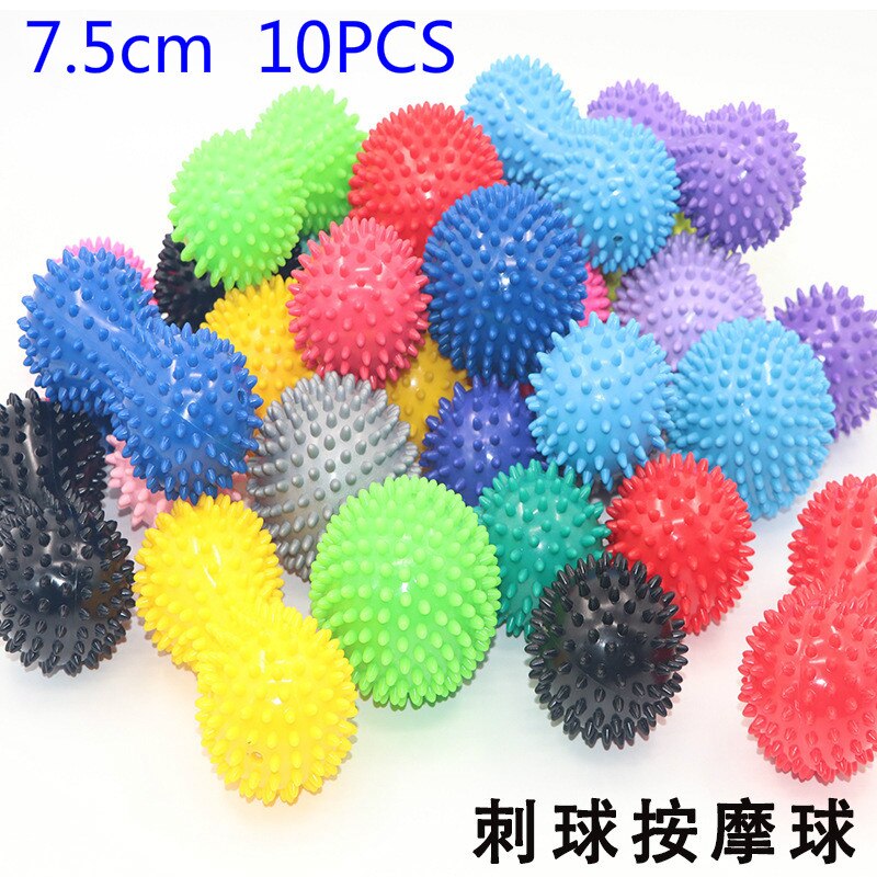 Needle Ball 10/5PCS Massage Ball PVC 7.5cm9cm Durable Spiky Trigger Point Hand Foot Pain Relief Training Grip Fitness Hedgehog: Black