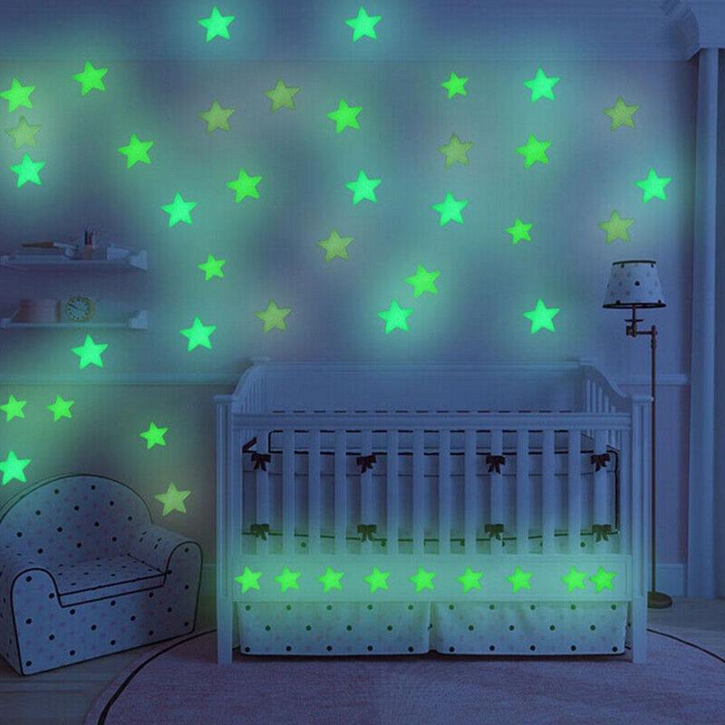 Lysende måne stjerner klistermærker diy pvc 3d væg klistermærker væg værelse mørk levende indretning værelser hjem til børn i soveværelset mærkat væg  w5 f 5
