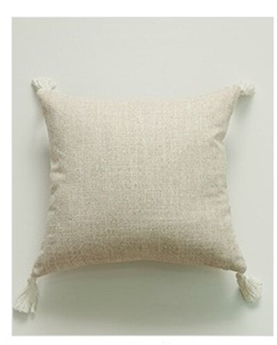 Massivt almindeligt bomulds pudebetræk med kvaster gul beige boligindretning pudebetræk 45 x 45cm pudebetræk sofa pudepude: Beige kvaster