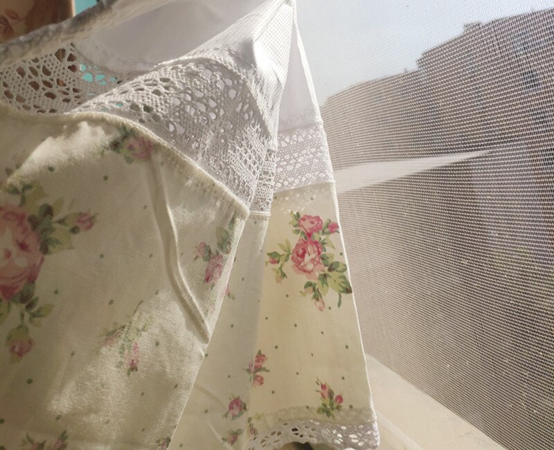 Katoenen Draad Kant Korte Gordijn. Beige Gedrukt Stof Kast Gordijnen. Versierd Half Gordijn Koffie Curtaintain. De Sluier Curta