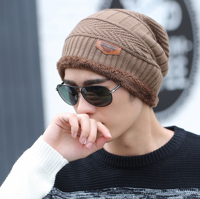 Bonnet et écharpe de ski en cuir pour homme et femme, 2 pièces, en tricot, et froid, pour l&#39;hiver: 6