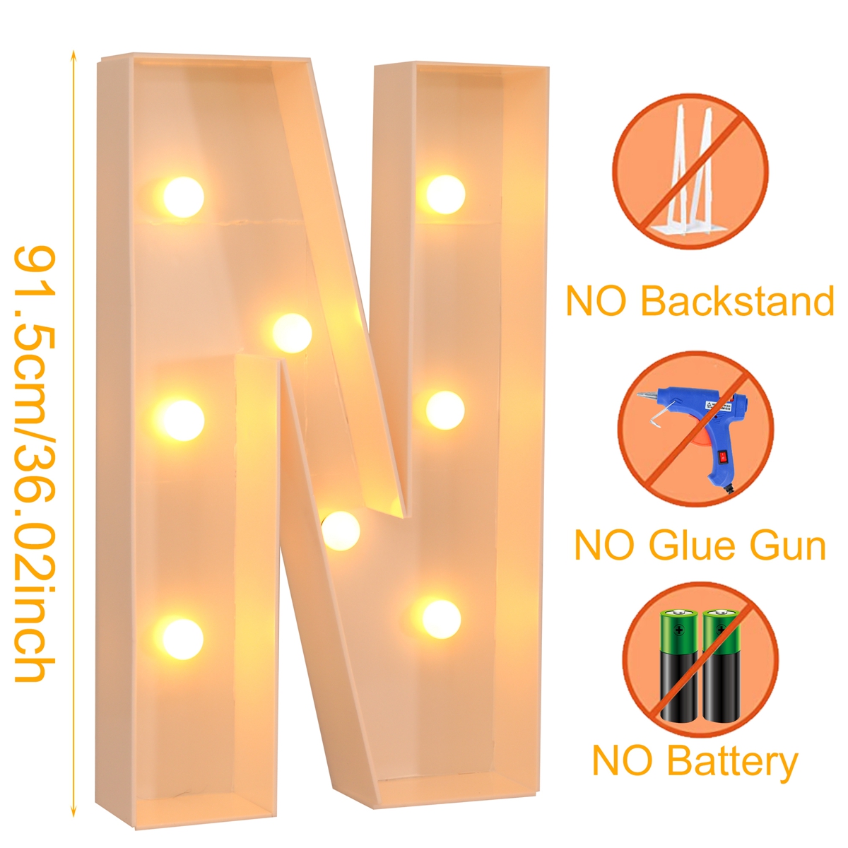 91.5CM DIY Name Giant Led Light Letter Frame Box Wedding Valentine's Day Party Decoration Anniversary Baby Shower Birthday Decor