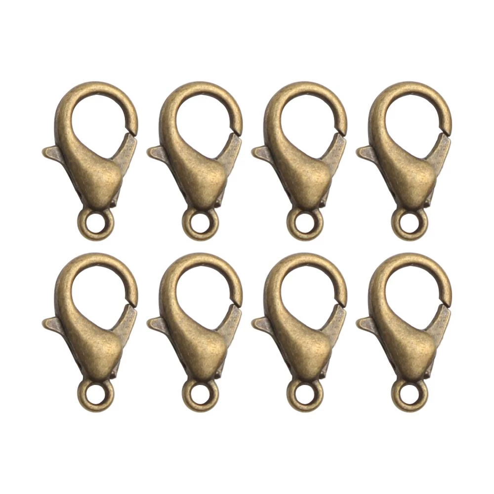 Ganchos de broche de langosta de aleación, accesorios de joyería para hacer joyería DIY, collar, pulsera, cadena de 10 12 14mm, Color dorado y plateado, 50 unids/lote