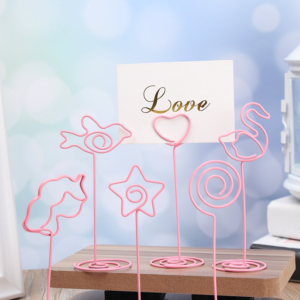 Cool Wedding Place Card Holder Cute Girl Pink Romantic Heart Swan Photo Clip Table Number Stand Wedding Supplies