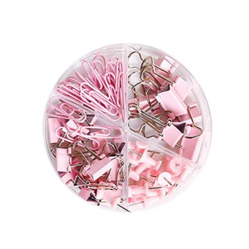 Metal File Paper Clips Binder Clamps Ticket Holder Office School Stationery Binding Supplies Paper Clip Cute School: Light Pink