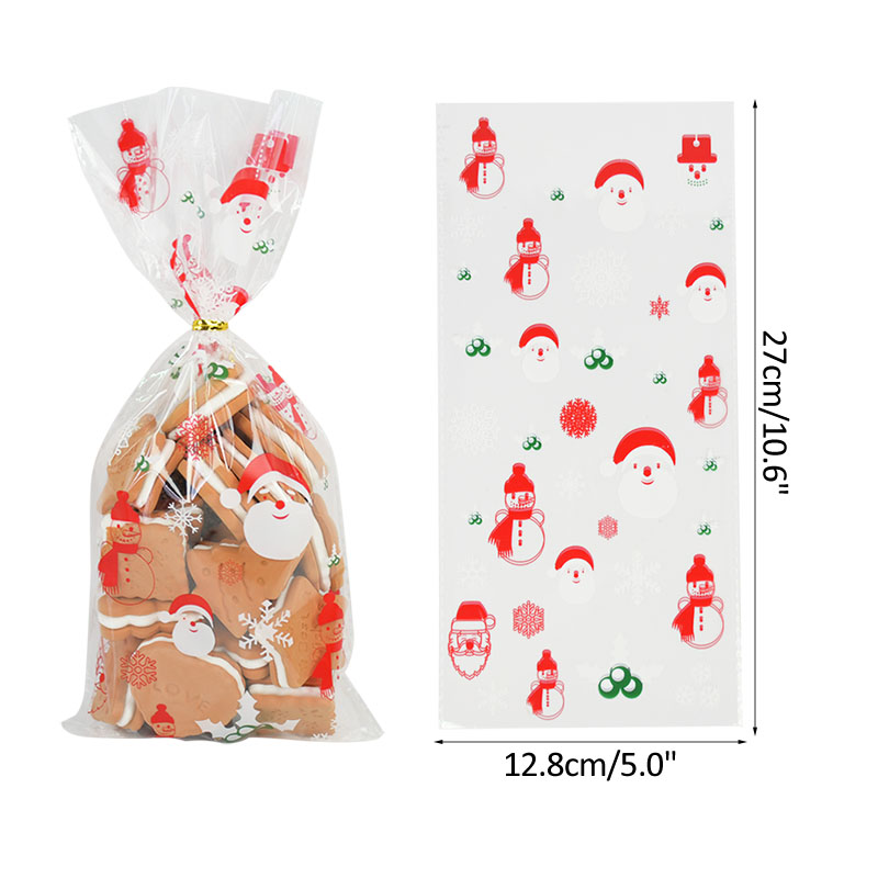 50Stck Weihnachten Tasche transparent Kunststoff Taschen Für Weihnachten Heimat Süßigkeiten Kekse Einkaufen Kekse Verpackung Taschen