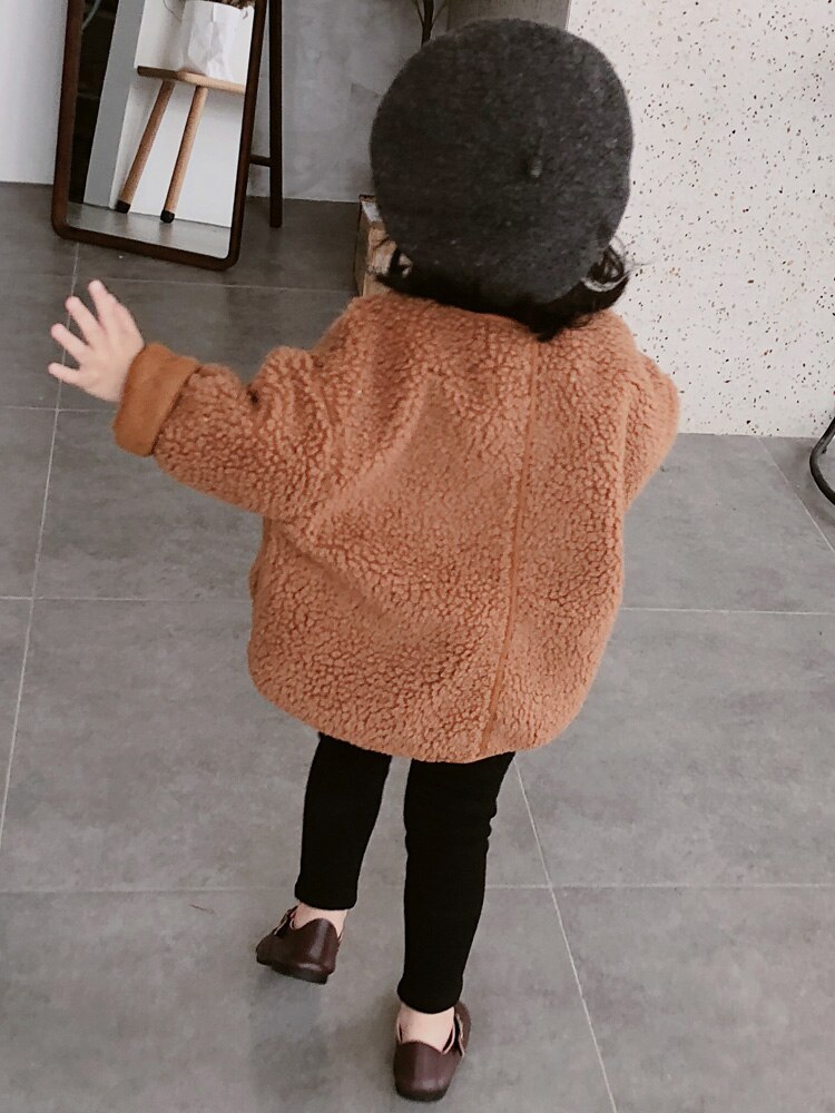 Winter Meisjes Faux Bontjas Katoen Gewatteerde Wol Blend Meisjes Fluwelen Jas Kid Winter Warm Bovenkleding Kerst Fleece Bovenkleding