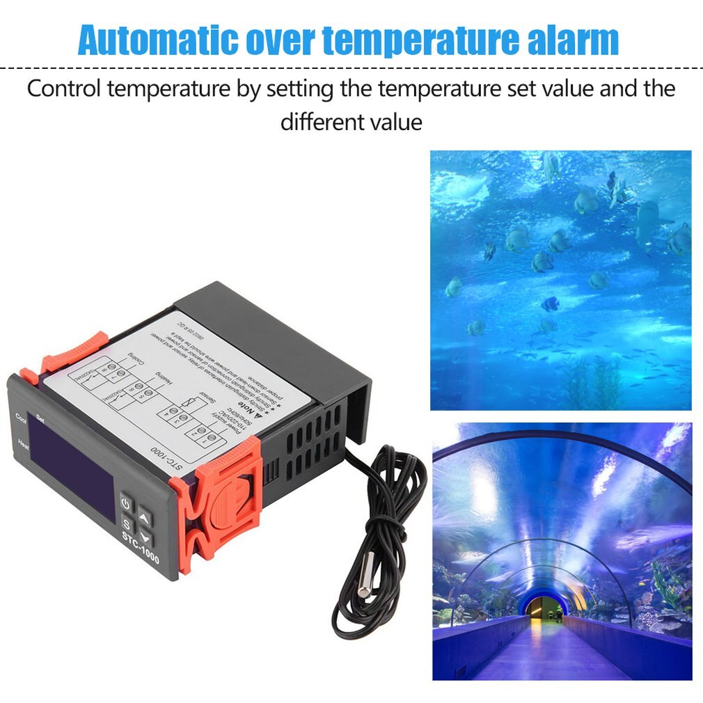 Termostato controlador de temperatura para acuario, Incubadora STC1000, cadena de frío, temperatura de laboratorio,