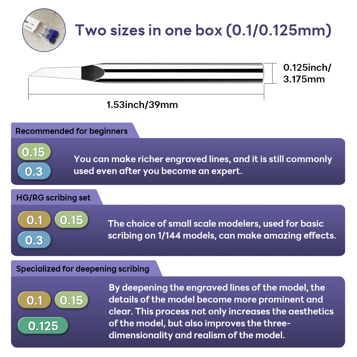 stedi Model Scriber,Tungsten steel Blades,for Modeling Hobby,RG Scale Model,Gundam Model Kit,for Scribing line, Engraved: Silver