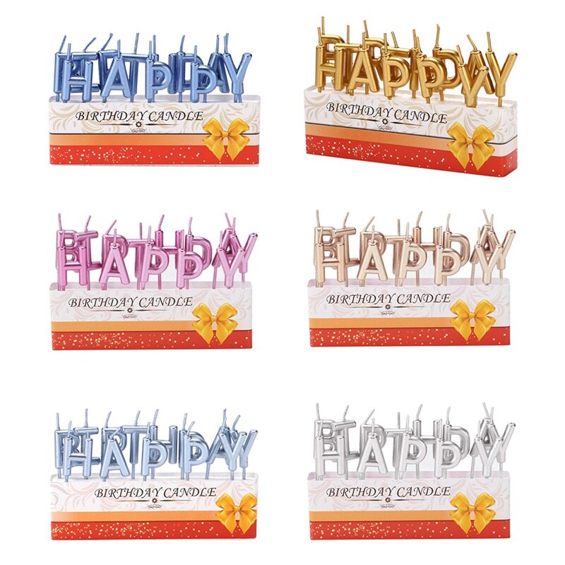 Colorful Birthday Candles HAPPY BIRTHDAY Letters Candle Cake Decoration Supplies