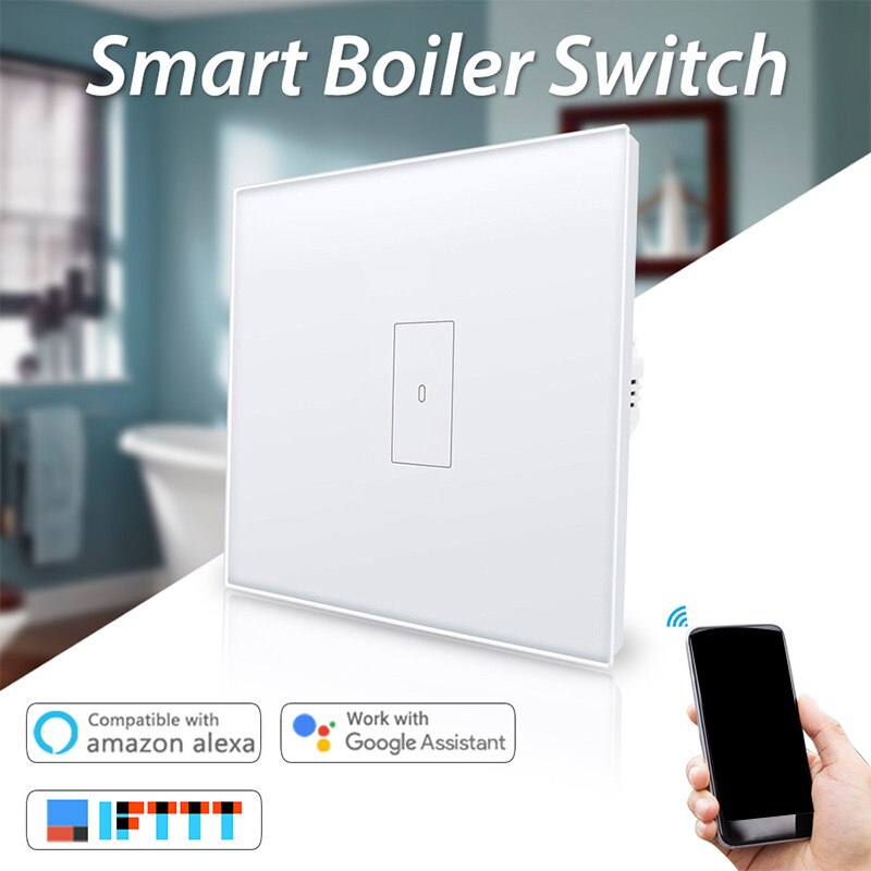 AD-EU WiFi Boiler Water Heater Switch 4400W WIFI Smart Water Heater For Google Home Alexa Echo-white