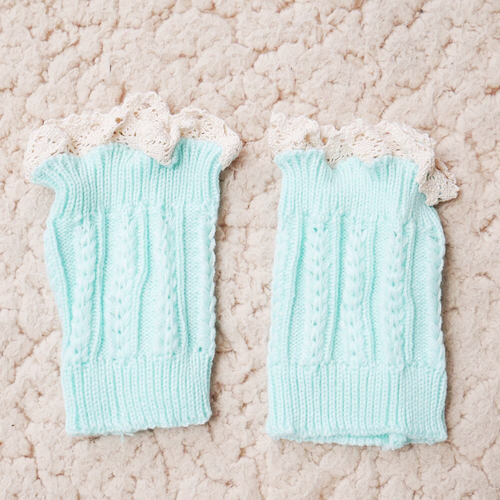 Calcetines de punto para botas, calentadores de piernas cortas para mujer, calcetines tejidos de encaje, accesorios para botas de