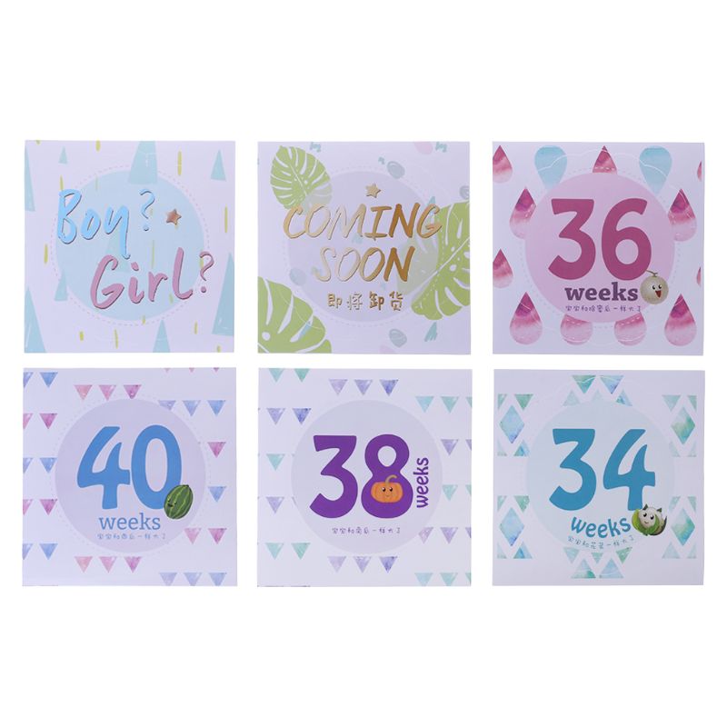 14 14 Pcs/Set Month Sticker Pregnant Women Photography Monthly Adhesive Stickers Landmark Floral Coming Soon Belly Clothing