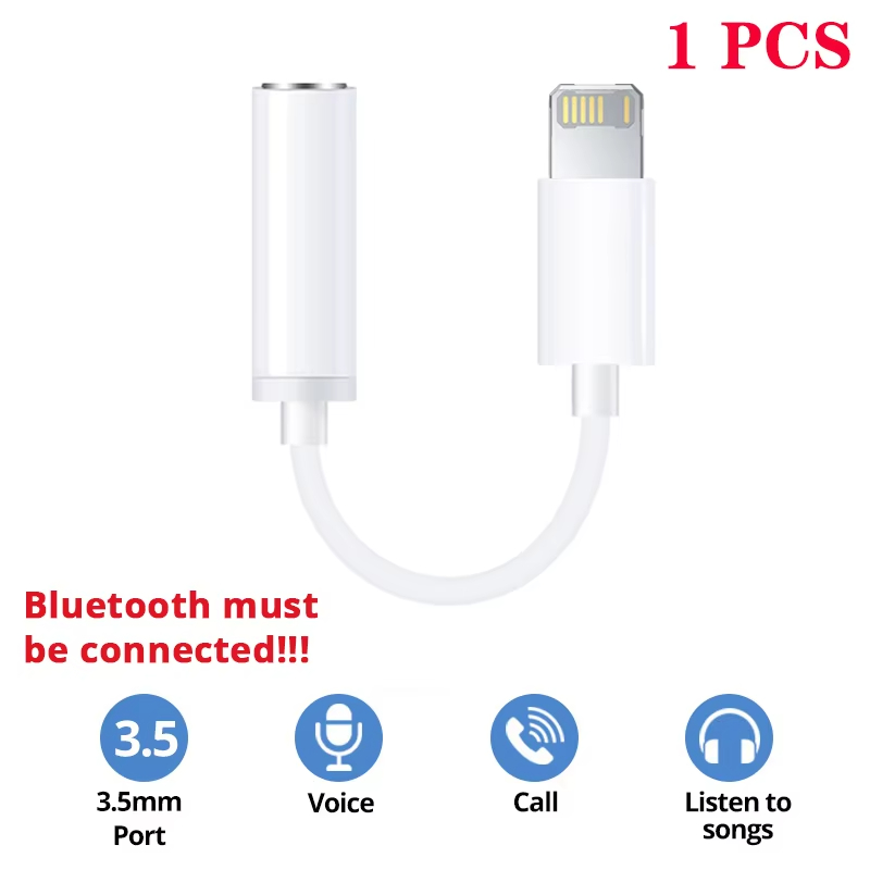 NNBILI para iluminación adaptador de auriculares para IPhone 11 12 13 14 PM 12Mini SE XS XR X 8 7 + IOS a Cable de Audio auxiliar con conector de 3,5 Mm: Blanco
