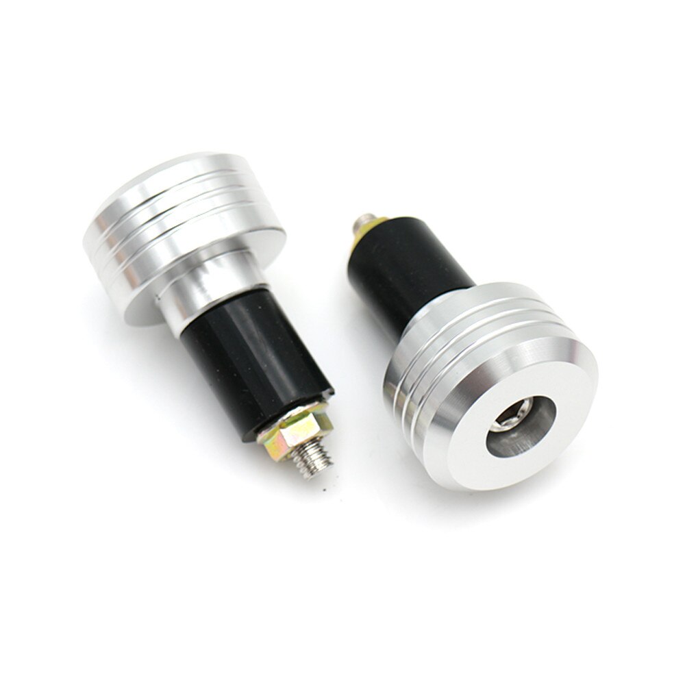 Evomosa Motorcycle Handle Bar Grips Ends Cap Sliders Handvat Bar End Gewicht CNC Aluminium Motor Cafe Racer Chopper Cruiser: Silver Color