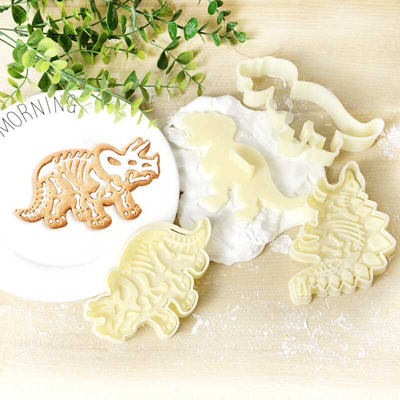 3D Dinosaurus Cookie Cutters Mold Dinosaurus Biscuit Embossing Mould Sugarcraft Dessert Bakken Siliconen Mal Voor Fondant Taart Decor